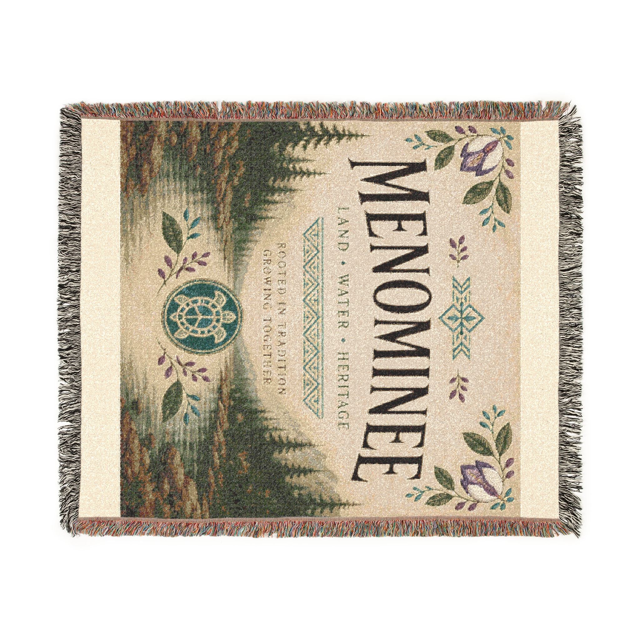 Menominee Scenic Woven Blanket — Vintage River & Forest Throw