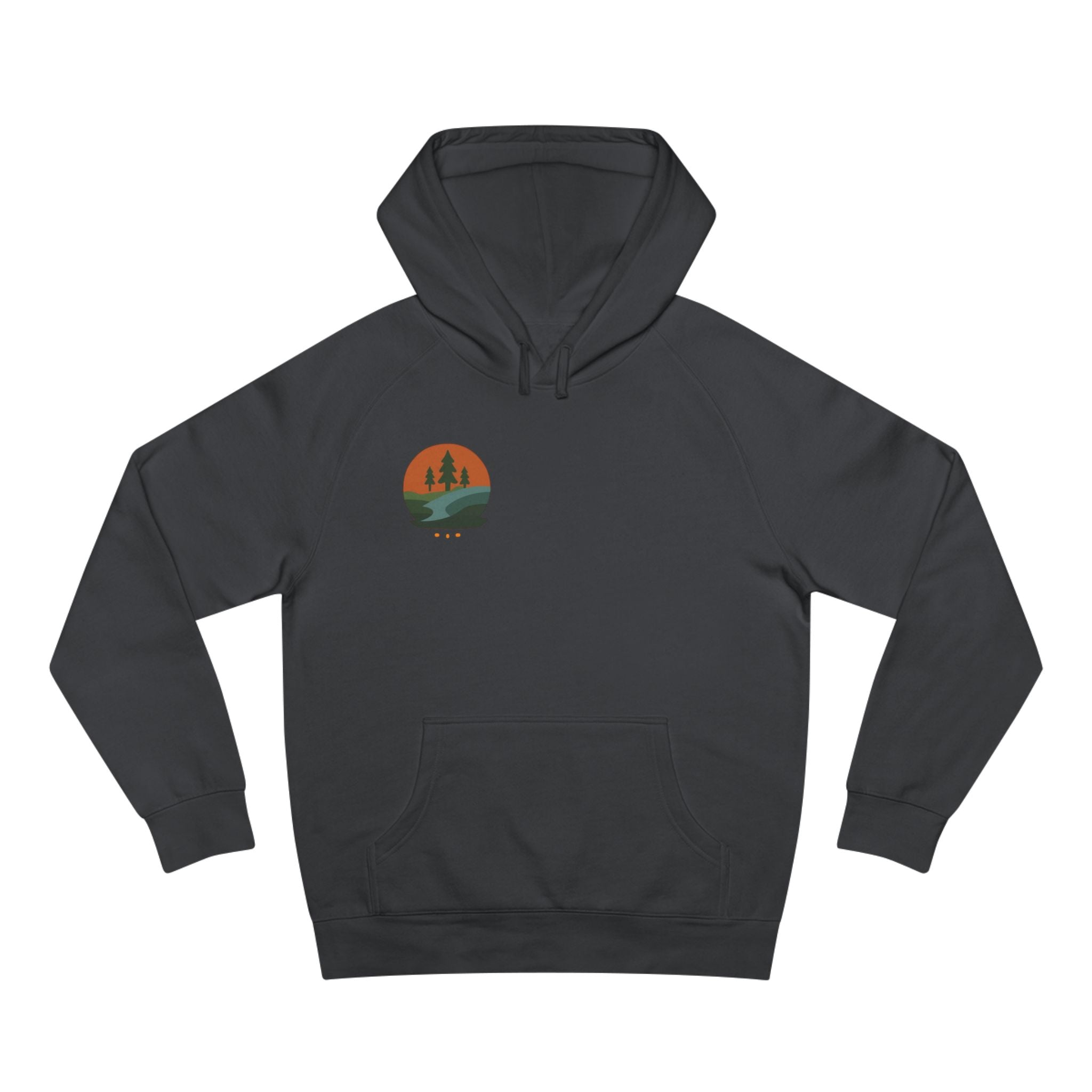 Minimalist Nature Hoodie — Scenic Day & Night River Graphic