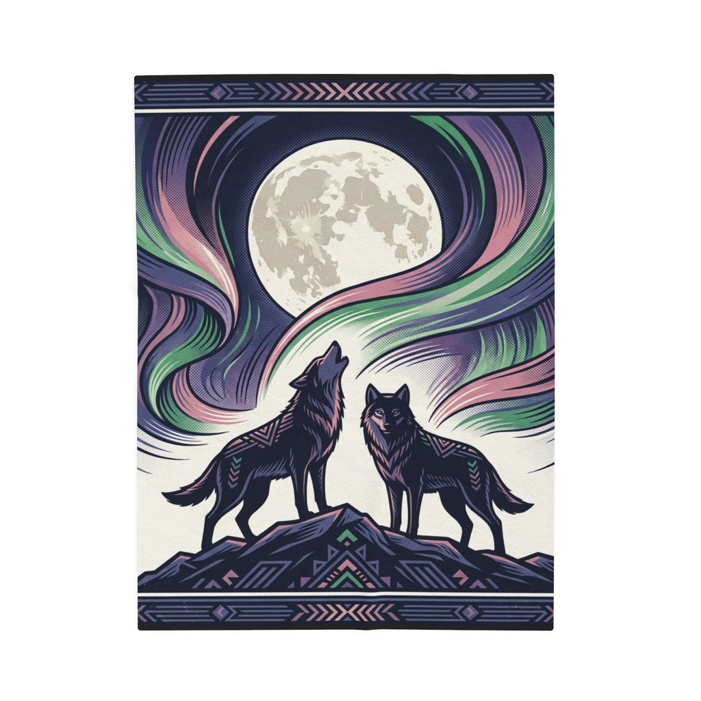 Loup et aurores boréales – Couverture en velours