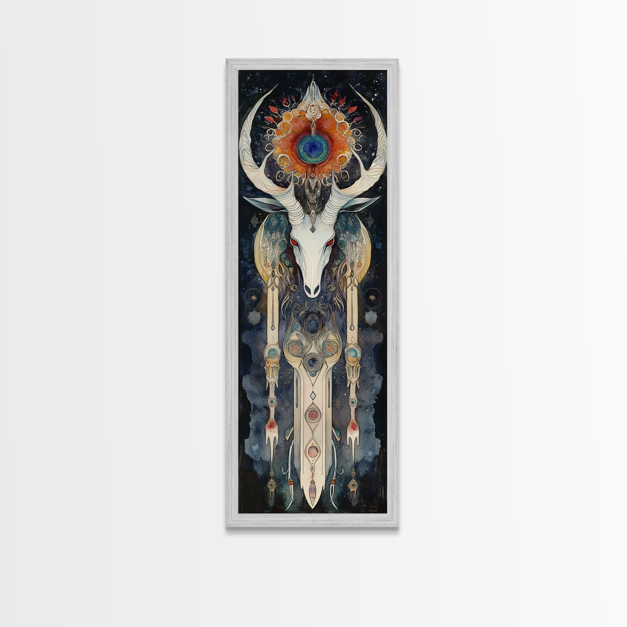 Dreamcatcher Deer Canvas Print Featuring Boho Sacred Geometry