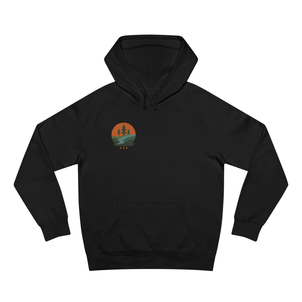 Minimalist Nature Hoodie — Scenic Day & Night River Graphic