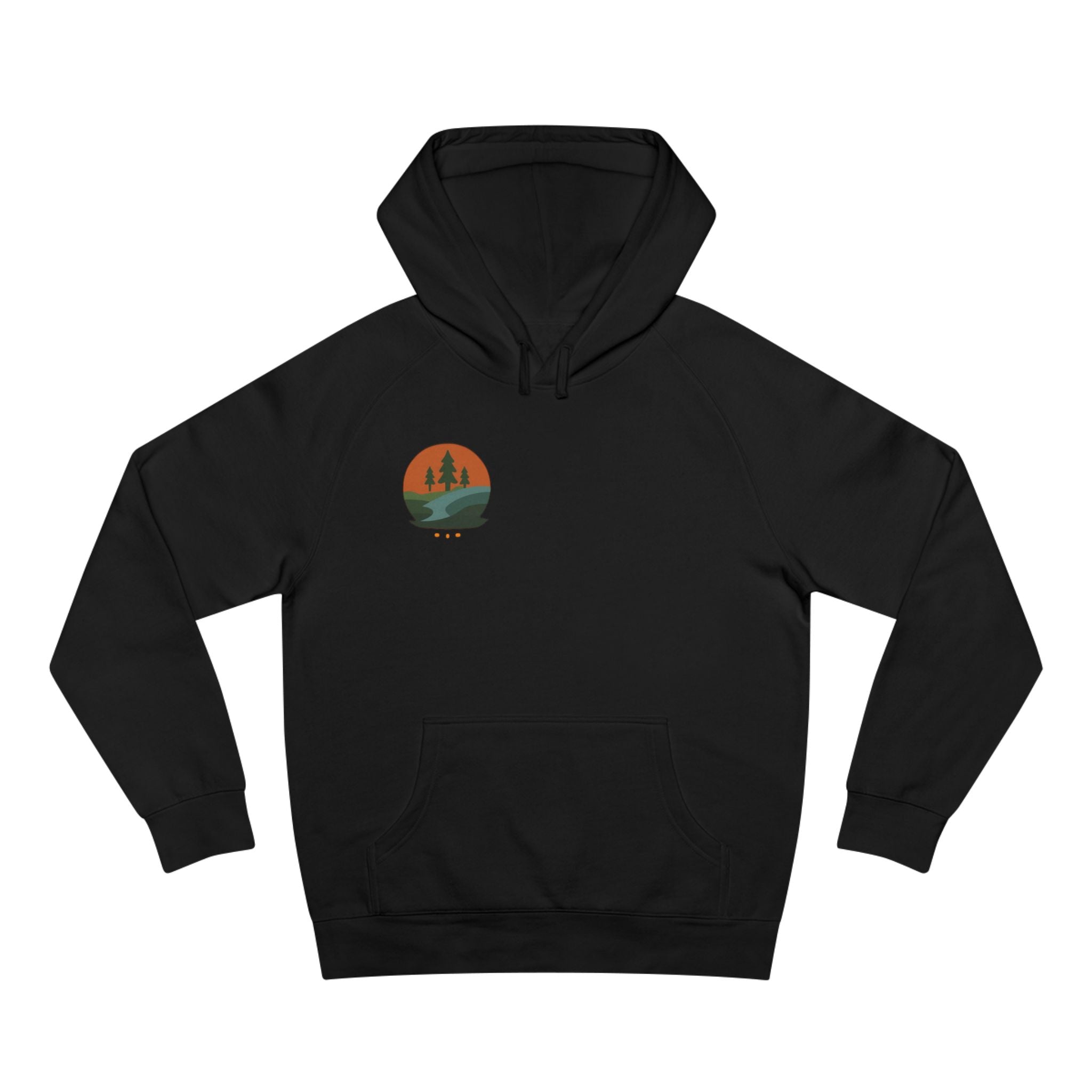 Minimalist Nature Hoodie — Scenic Day & Night River Graphic