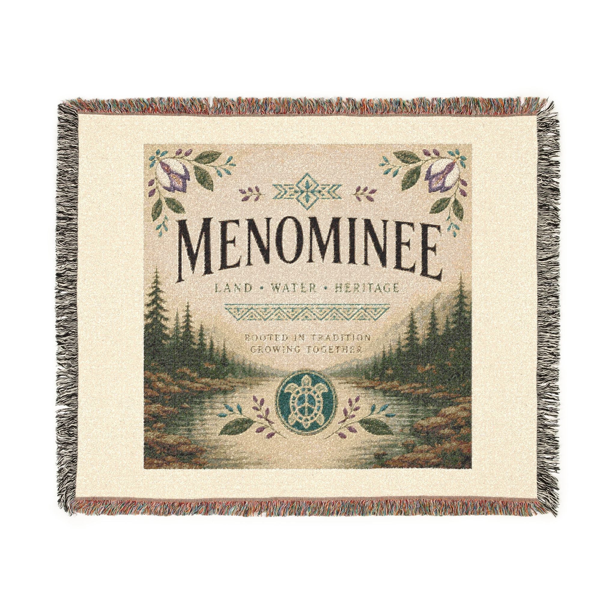 Menominee Scenic Woven Blanket — Vintage River & Forest Throw