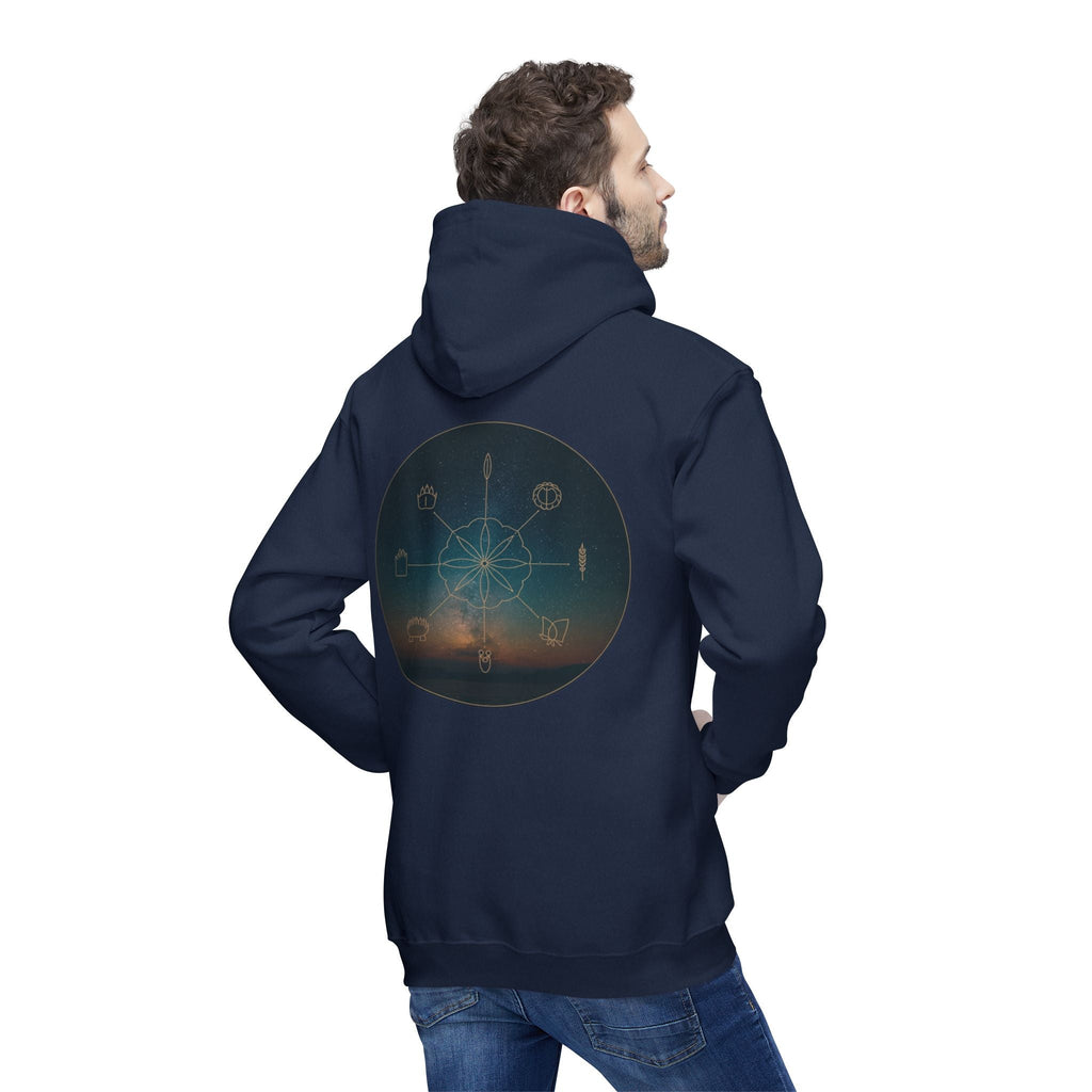 Tribal Thread Co. Graphic Hoodie — Geometric Spiritual Symbol Back Print