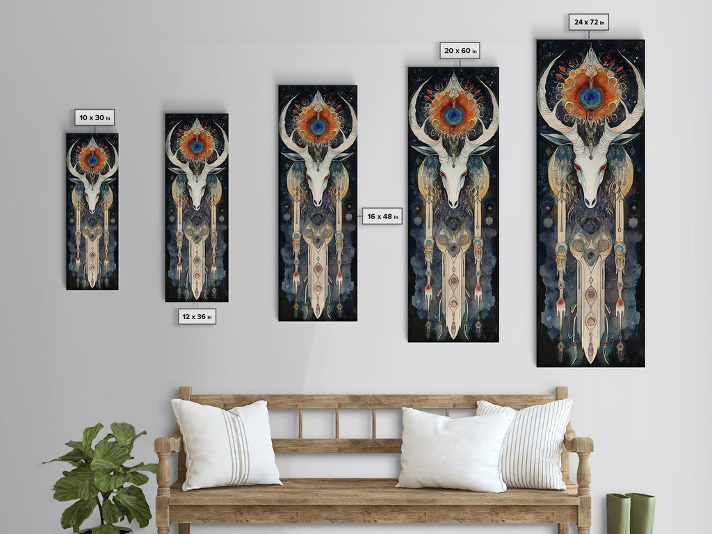 Dreamcatcher Deer Canvas Print Featuring Boho Sacred Geometry