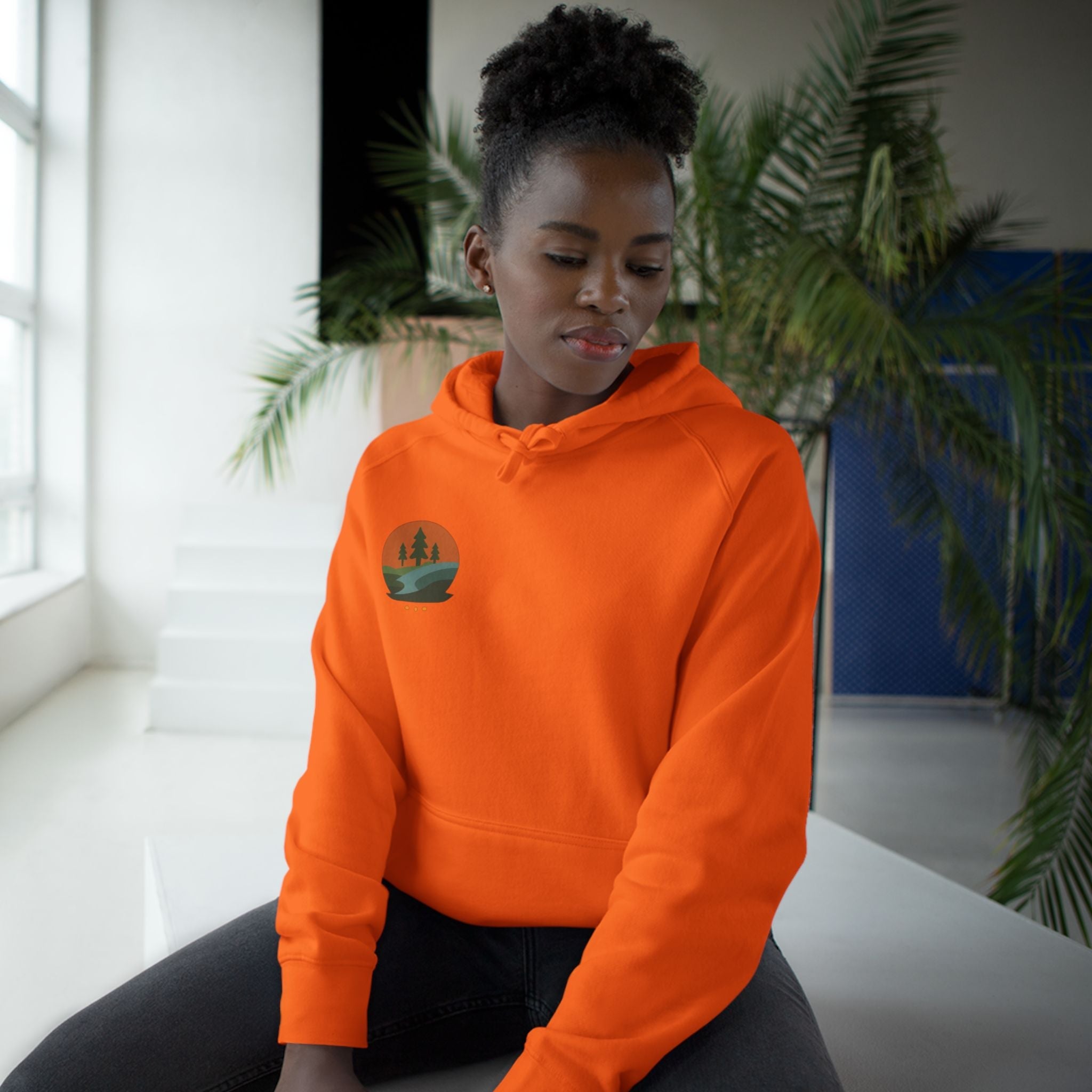 Minimalist Nature Hoodie — Scenic Day & Night River Graphic