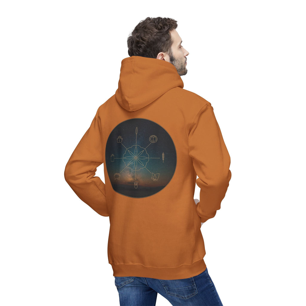Tribal Thread Co. Graphic Hoodie — Geometric Spiritual Symbol Back Print