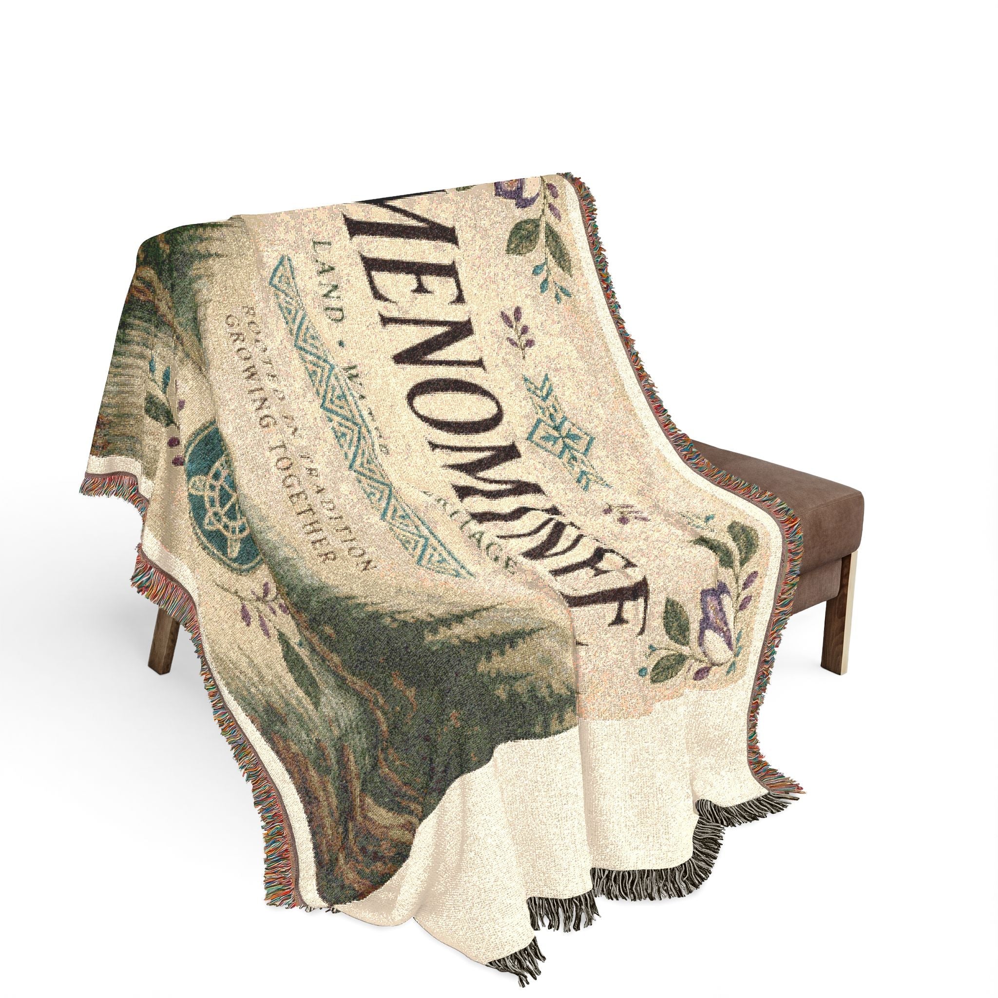 Menominee Scenic Woven Blanket — Vintage River & Forest Throw