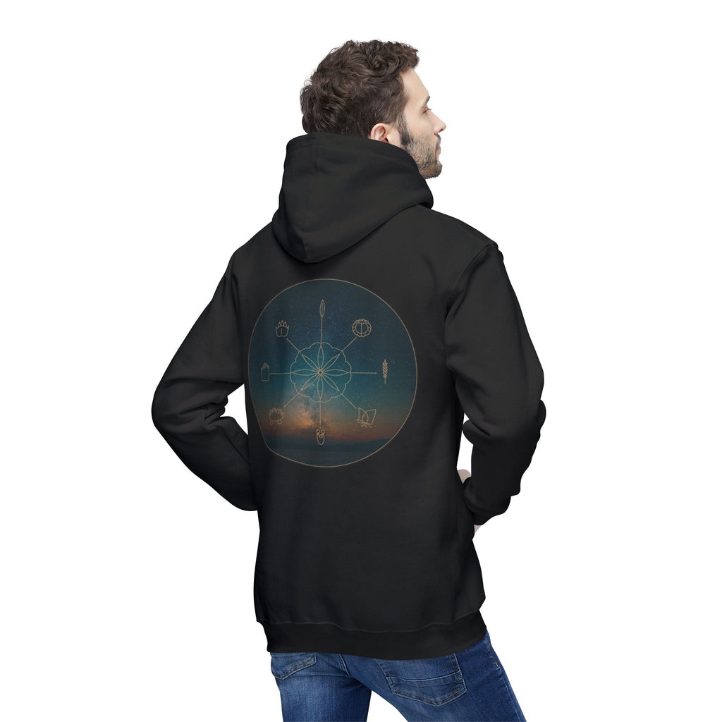 Tribal Thread Co. Graphic Hoodie — Geometric Spiritual Symbol Back Print