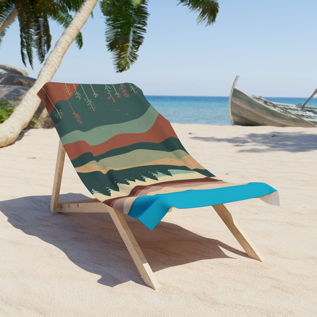 Retro Coastal Landscape Beach Towel —Native River Print
