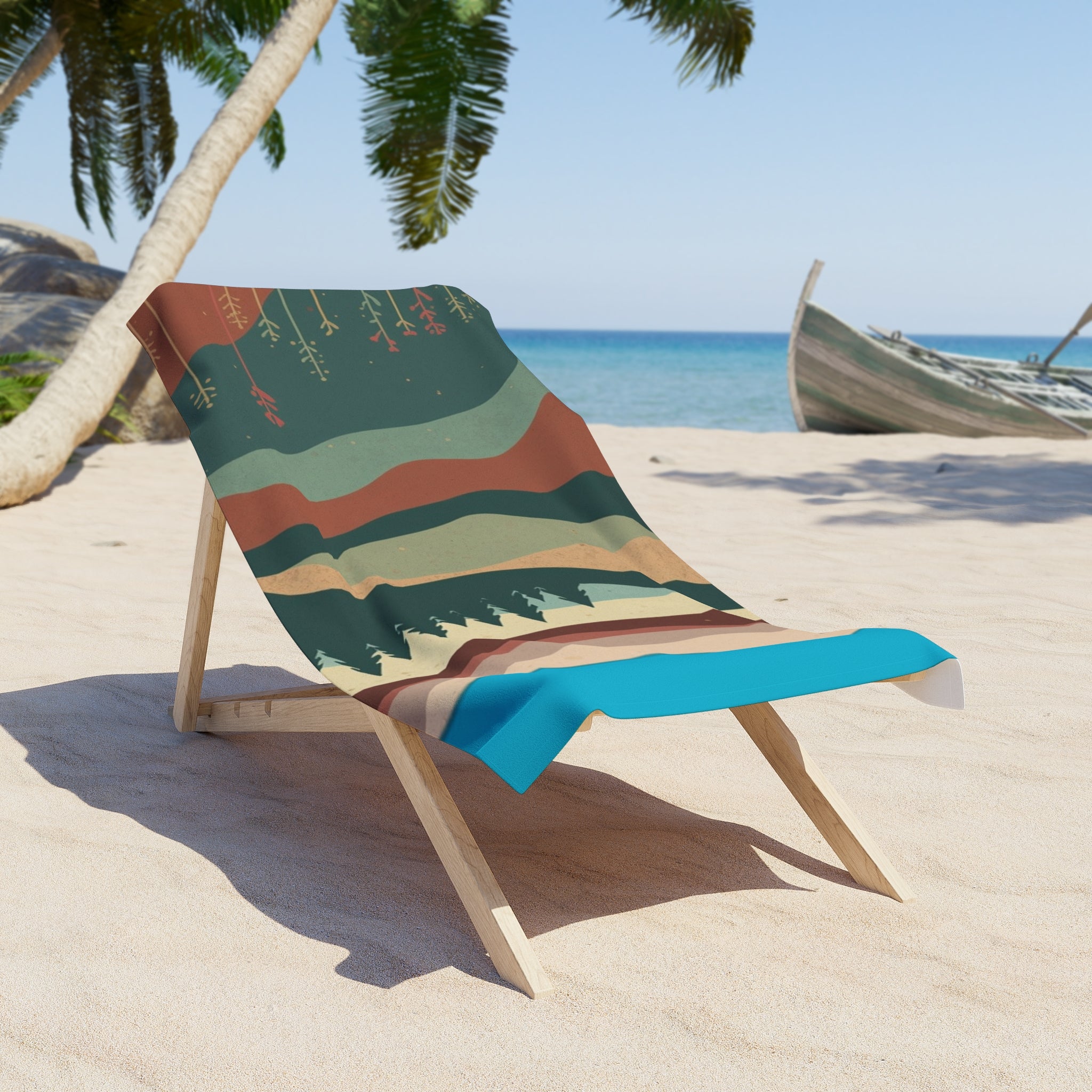 Retro Coastal Landscape Beach Towel —Native River Print