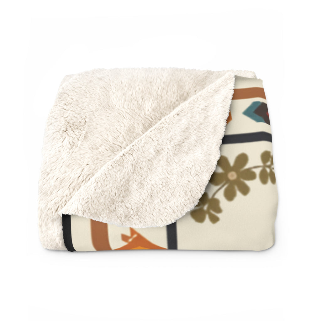 Southwestern Sunburst Sherpa Blanket — Boho Navajo Fleece Throw