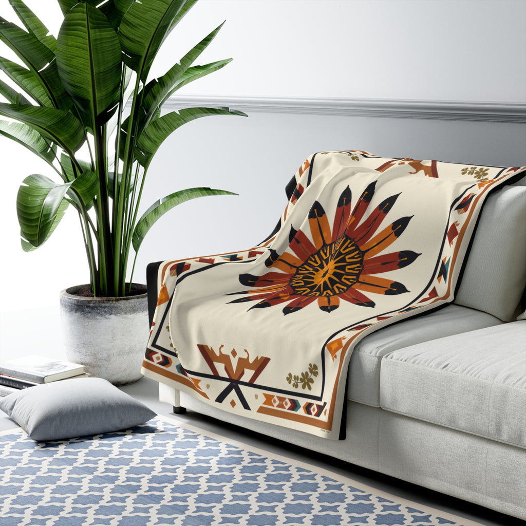 Southwestern Sunburst Sherpa Blanket —Fleece Throw