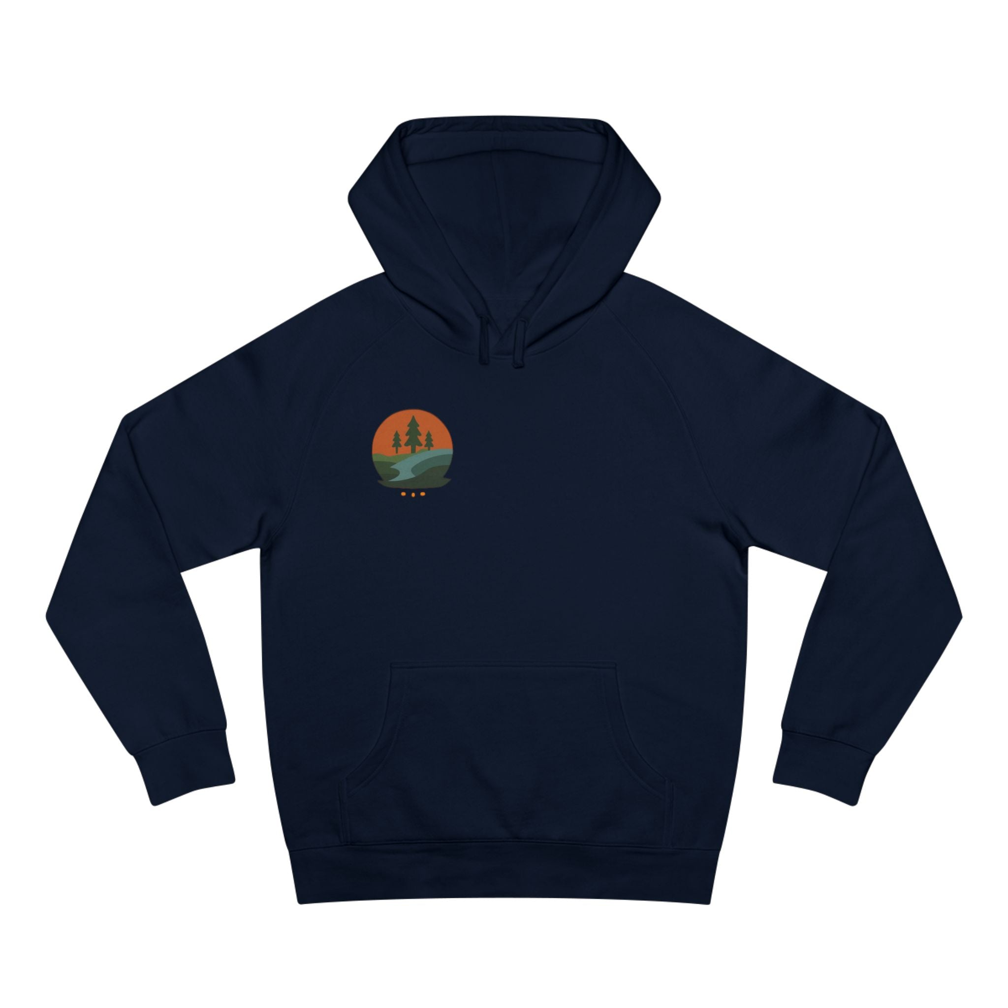 Minimalist Nature Hoodie — Scenic Day & Night River Graphic