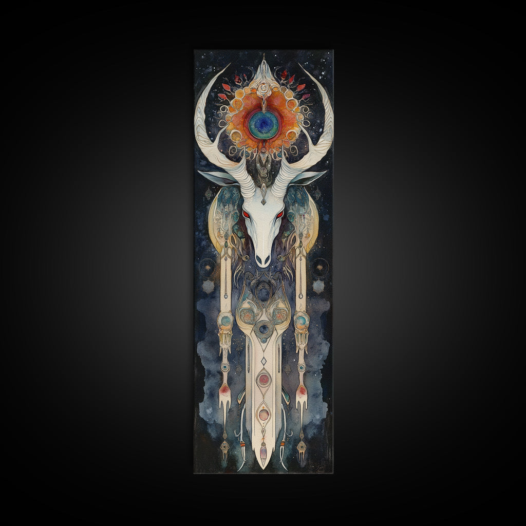 Dreamcatcher Deer Canvas Print Featuring Boho Sacred Geometry