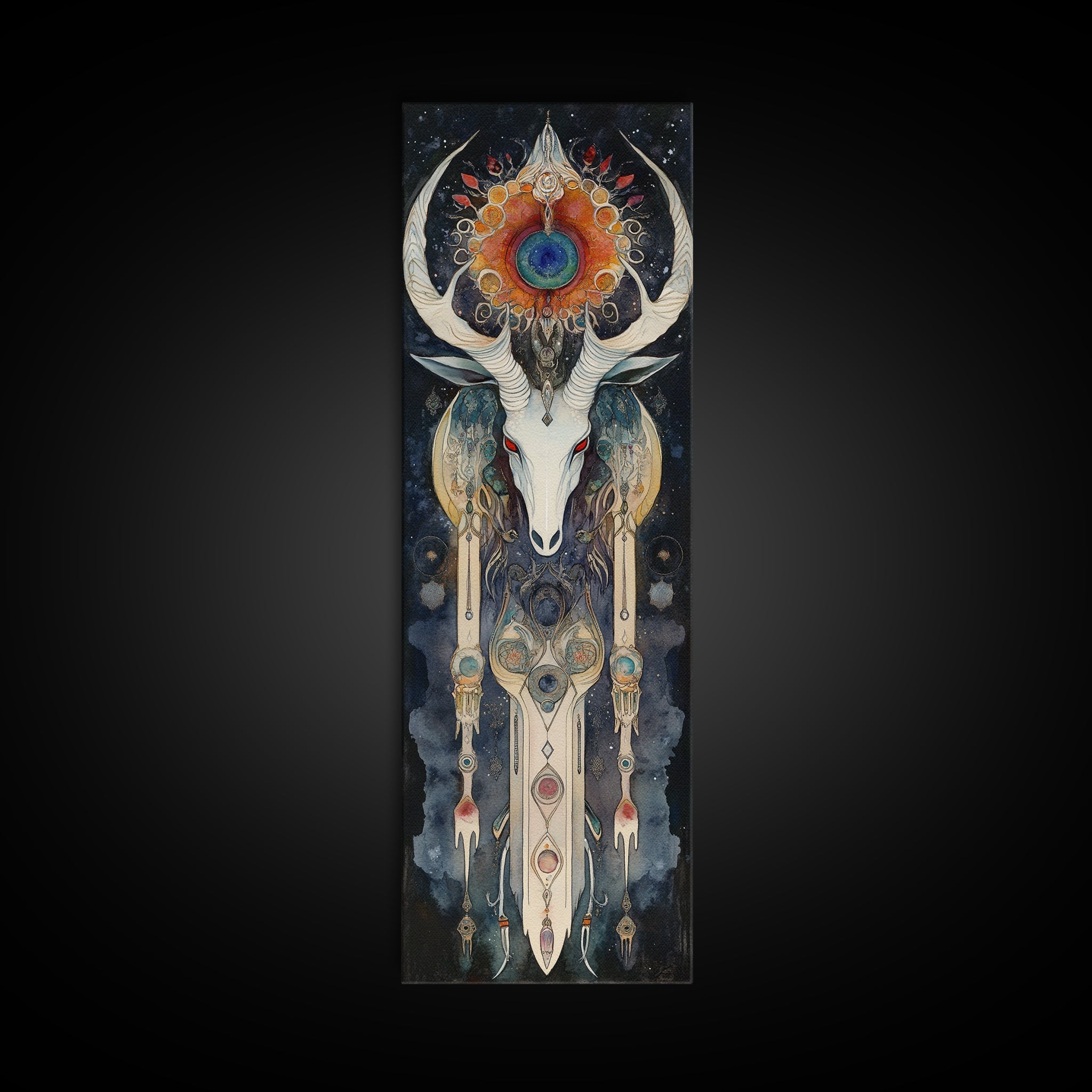 Dreamcatcher Deer Canvas Print Featuring Boho Sacred Geometry
