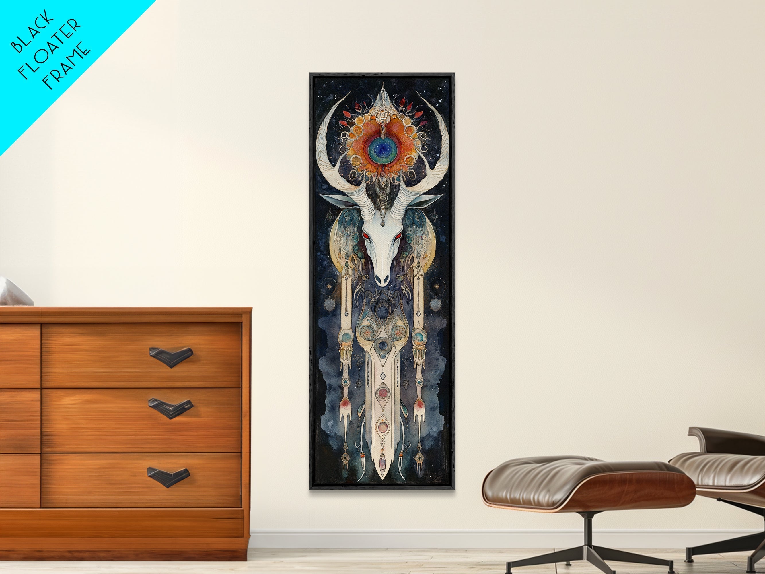 Dreamcatcher Deer Canvas Print Featuring Boho Sacred Geometry