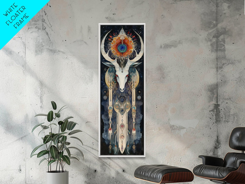Dreamcatcher Deer Canvas Print Featuring Boho Sacred Geometry