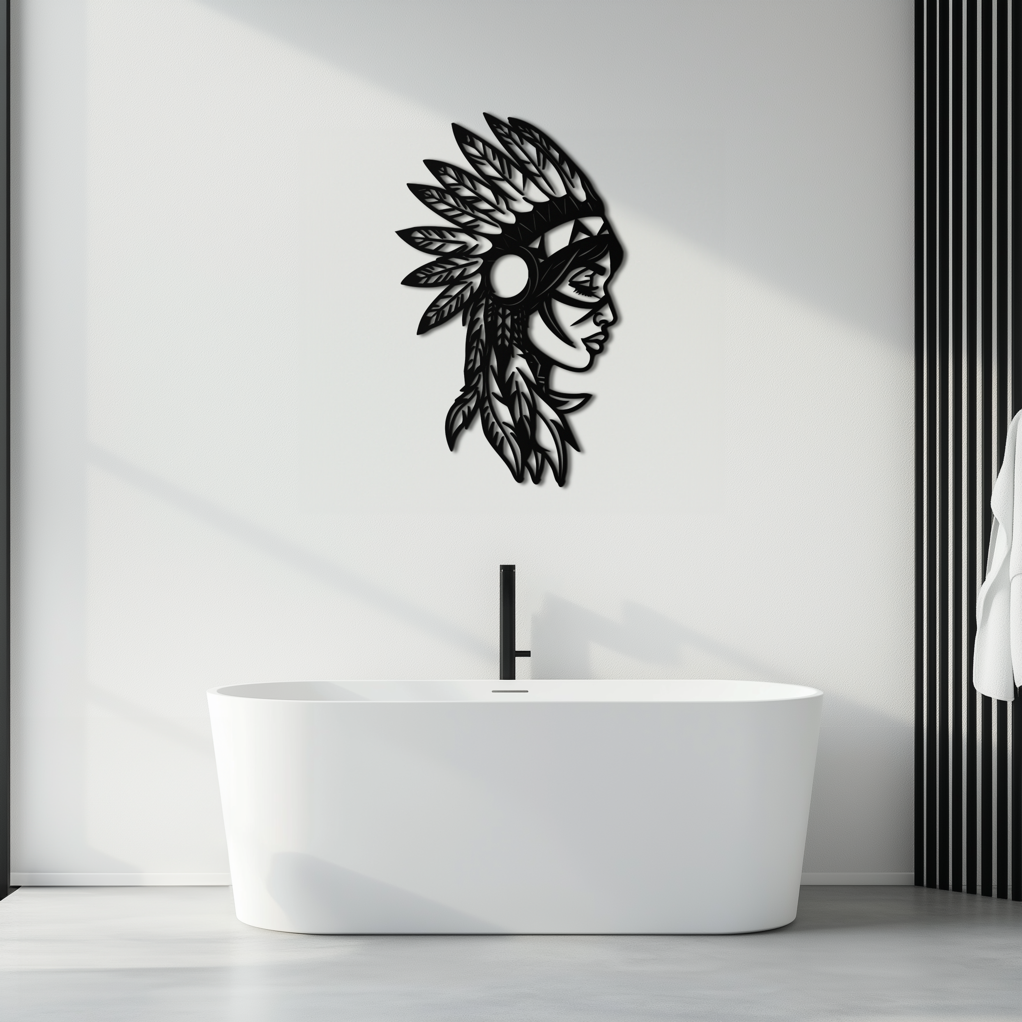 Native American Woman Metal Wall Art - Tribal Female Silhouette