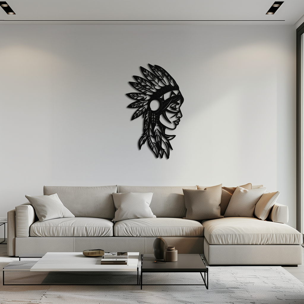 Native American Woman Metal Wall Art - Tribal Female Silhouette