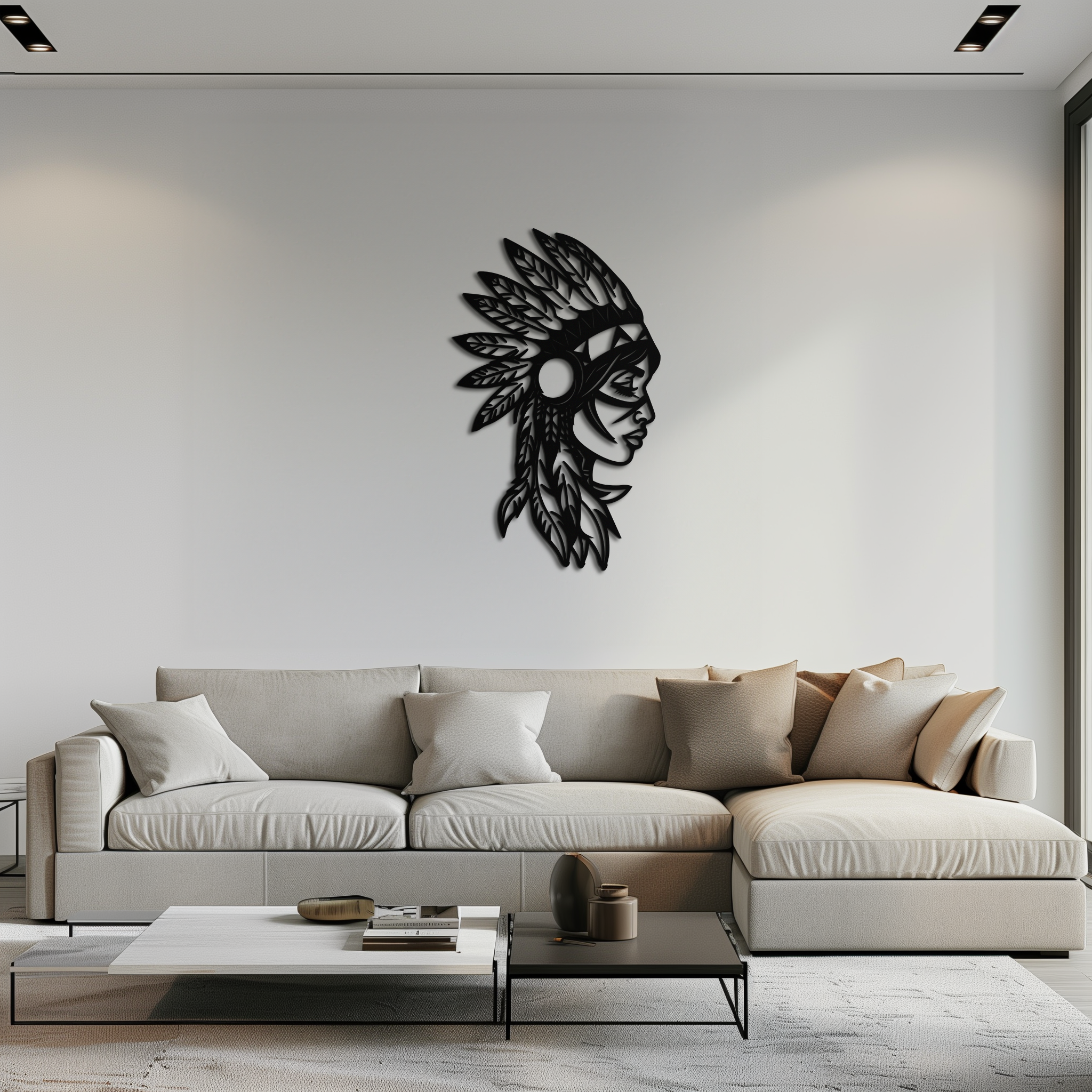 Native American Woman Metal Wall Art - Tribal Female Silhouette