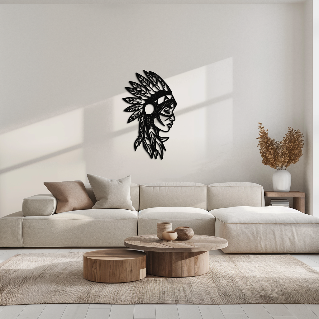 Native American Woman Metal Wall Art - Tribal Female Silhouette