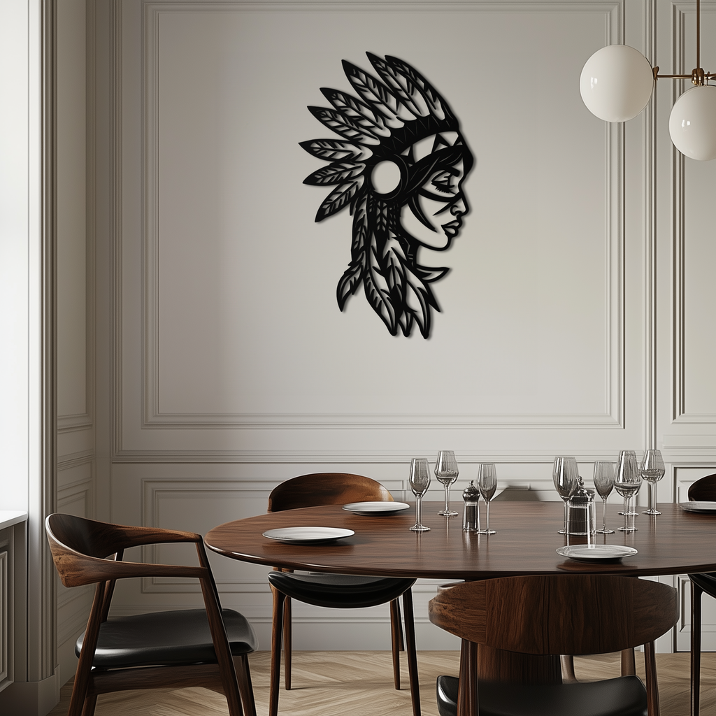 Native American Woman Metal Wall Art - Tribal Female Silhouette