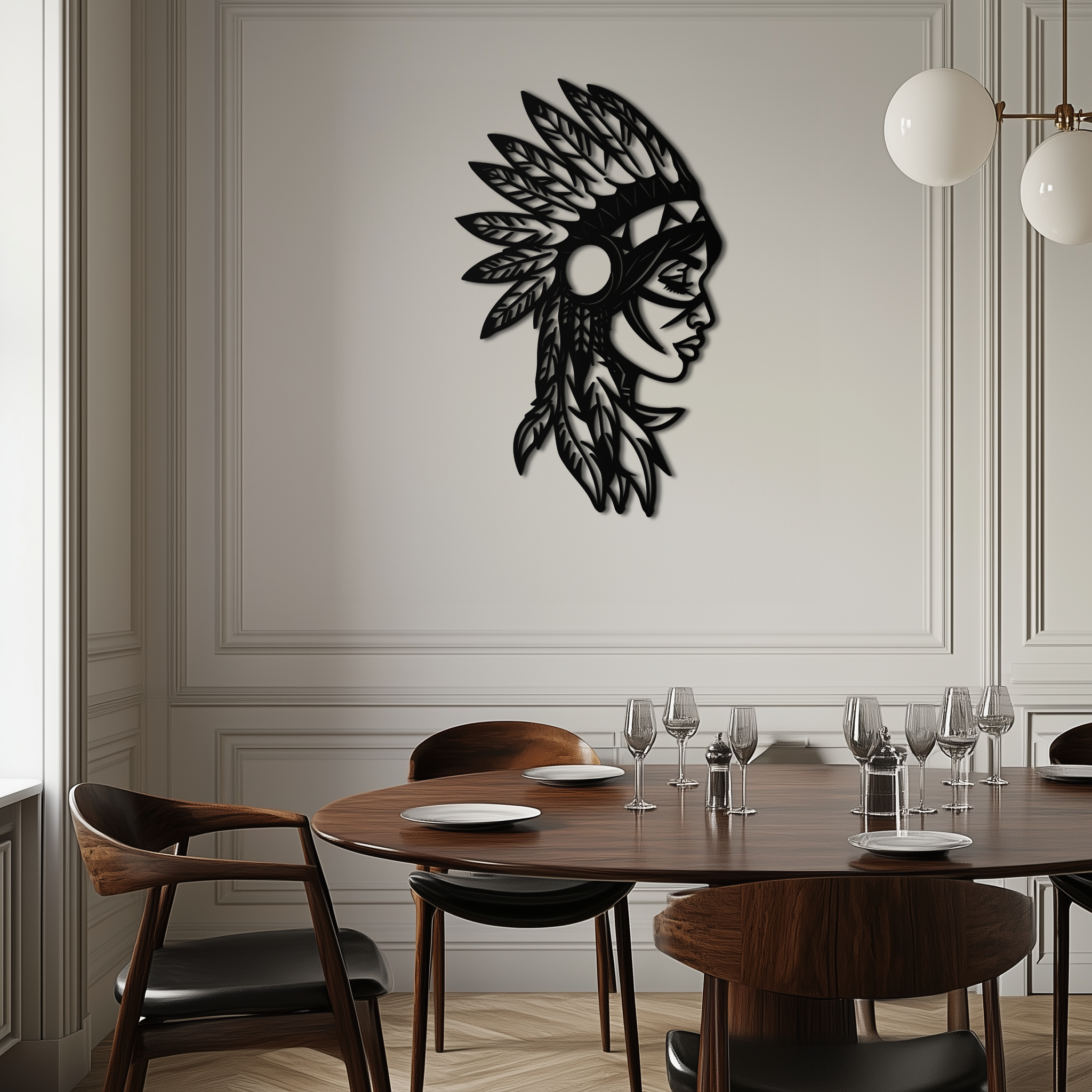 Native American Woman Metal Wall Art - Tribal Female Silhouette