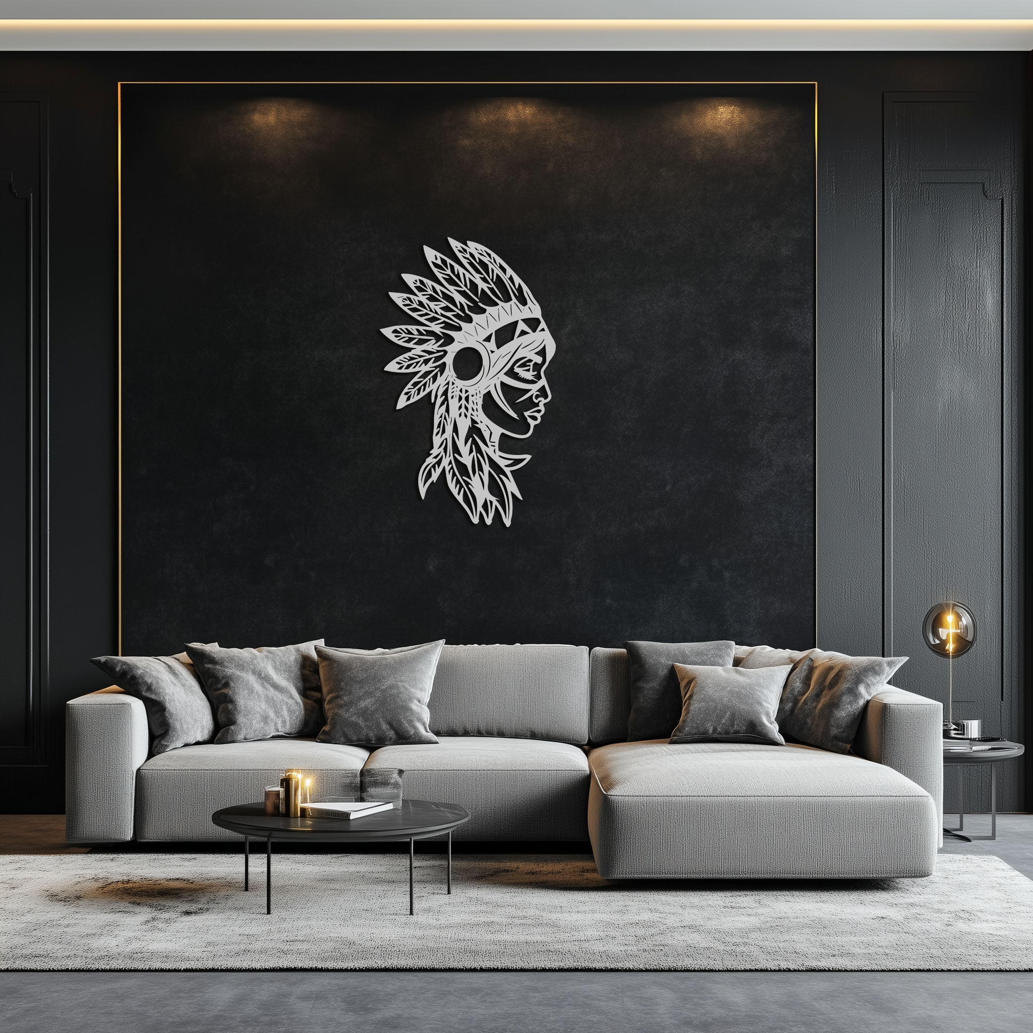 Native American Woman Metal Wall Art - Tribal Female Silhouette
